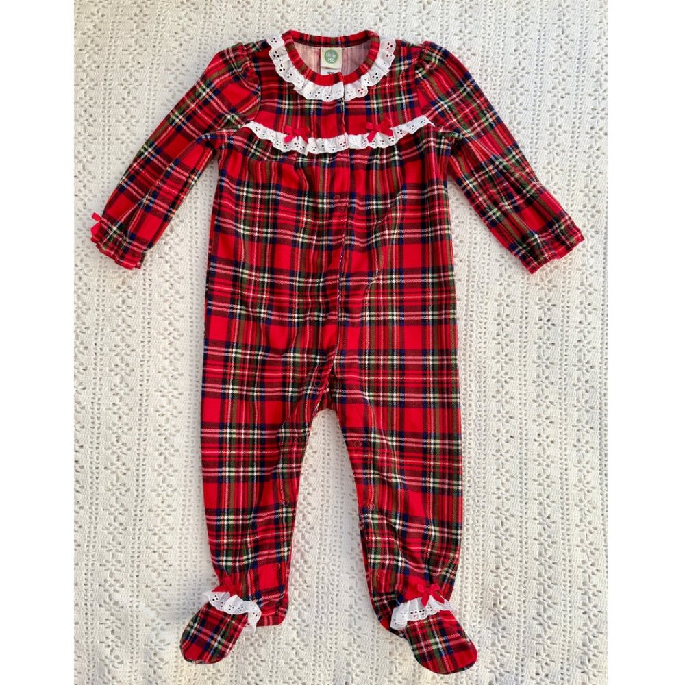 Little Me Baby Girls Plaid Footie Sleeper Pajamas New 12 Months